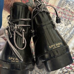Sperry Glossy Black Ankle Boots
